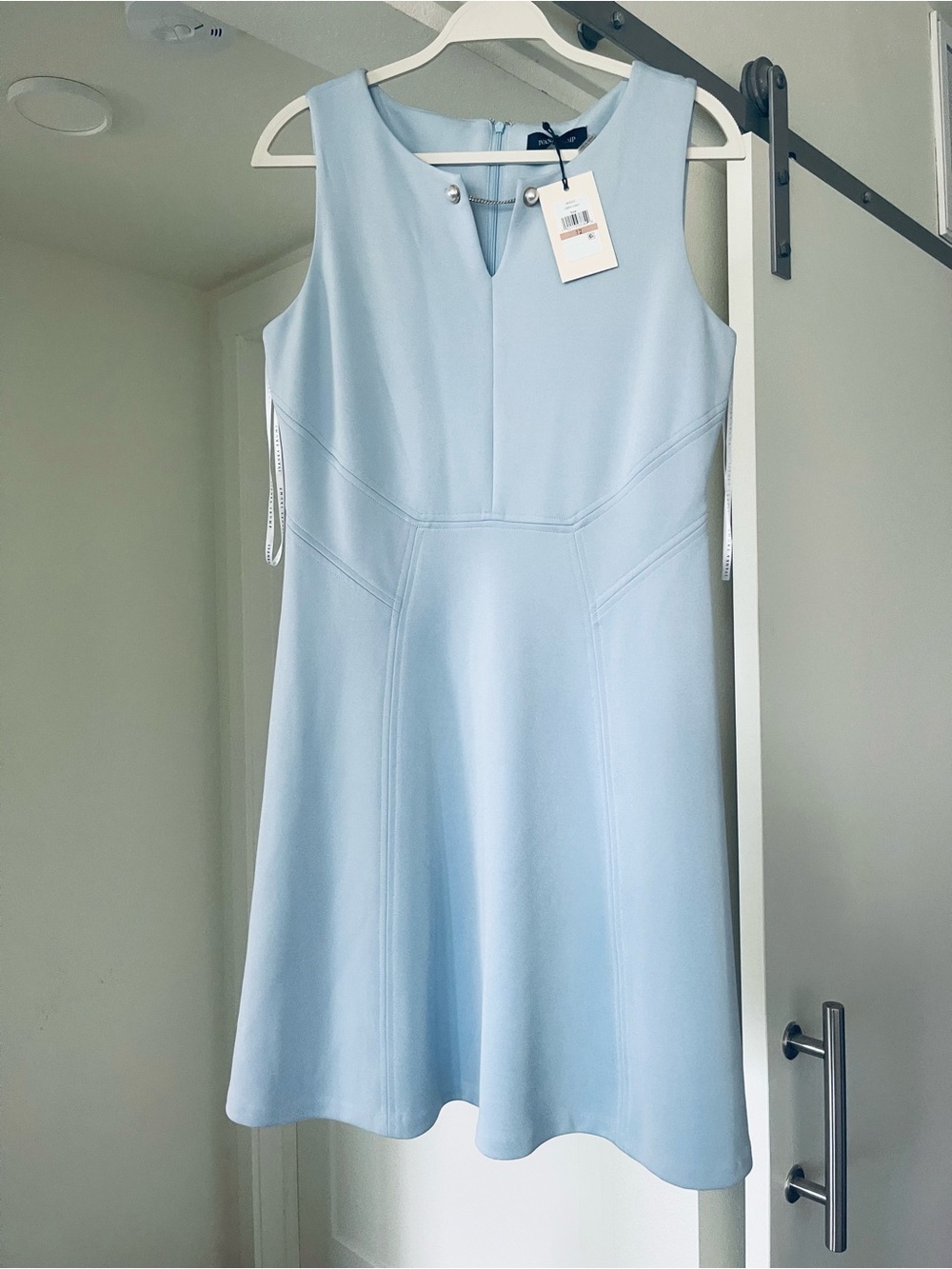 Ivanka Trump Light Blue Sleeveless A-Line Midi Dress